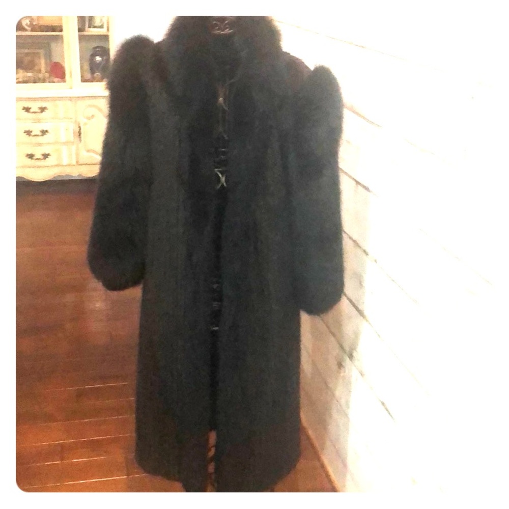 Black Mink with Fox Fur collar and sleeves